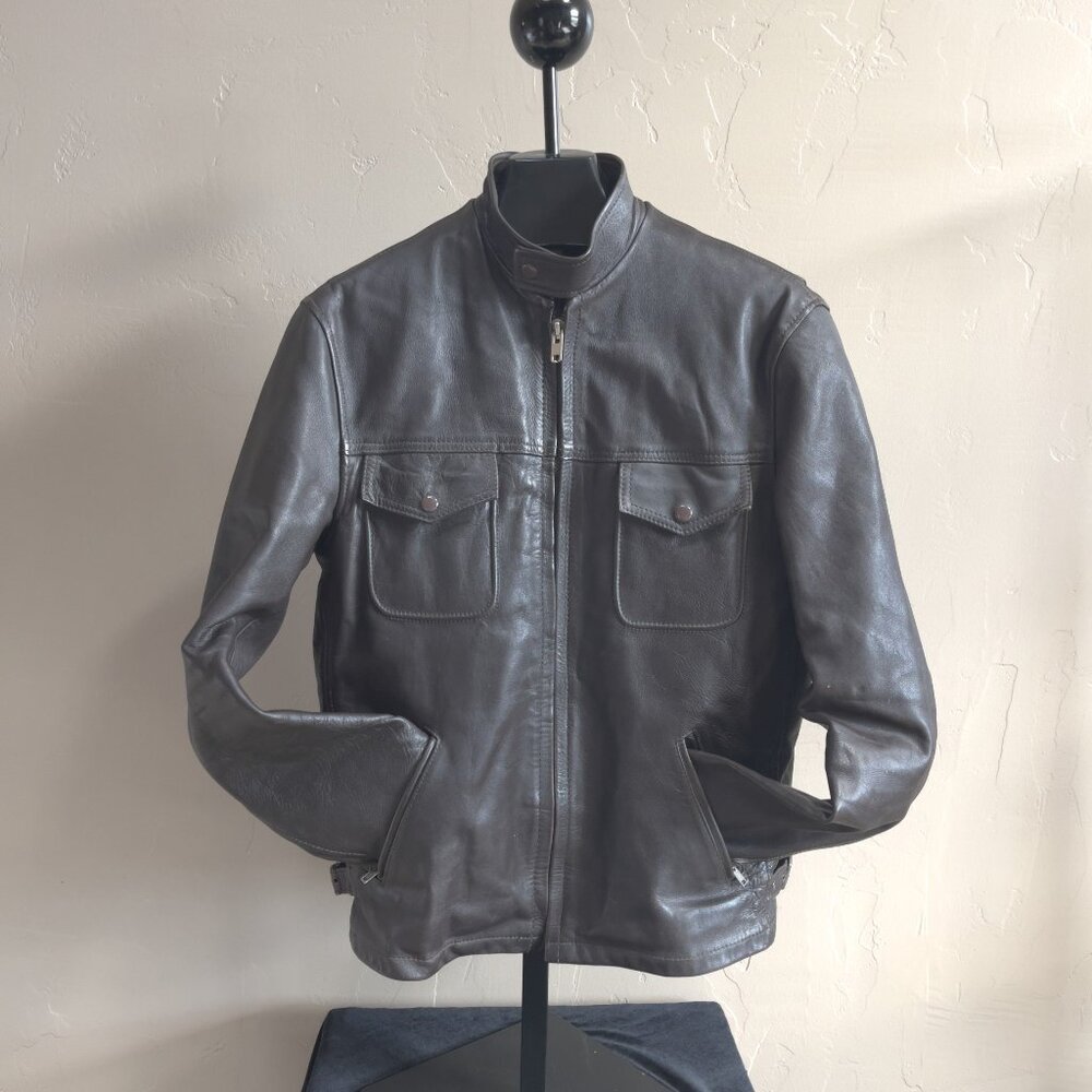 Rare Vintage Pack-In Products Inc. Deluxe Racers Dark Brown Leather Biker Jacket